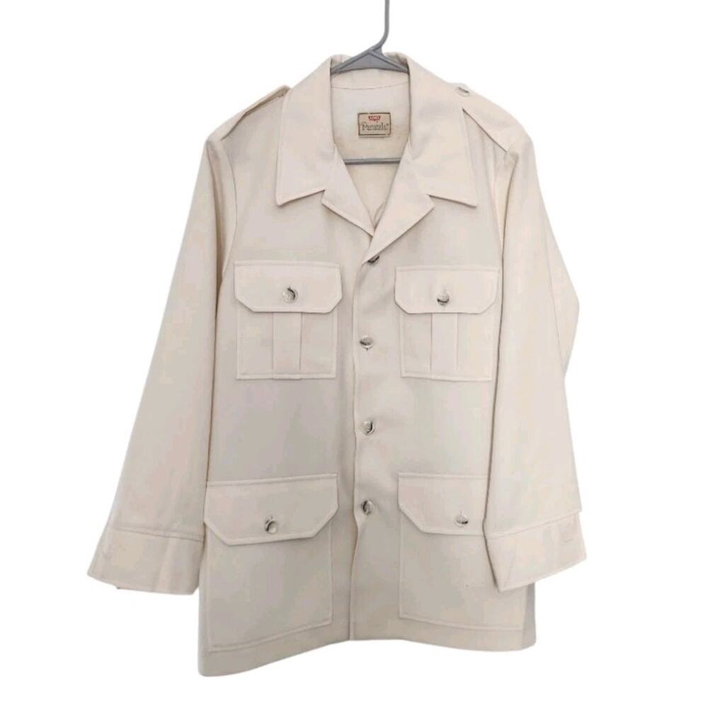 Vintage Men's Levi's Panatela Jacket Off White No Size Tag 70s Hippie Retro